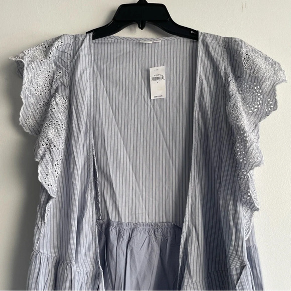 New! GAP Blue White Striped Flutter Sleeve Midi Wrap Dress - 22478 - Picture 10 of 16